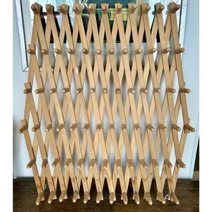 Vintage XL Wooden Accordion Peg Rack | Large Wall Rack | 75 Peg Coat Hanger